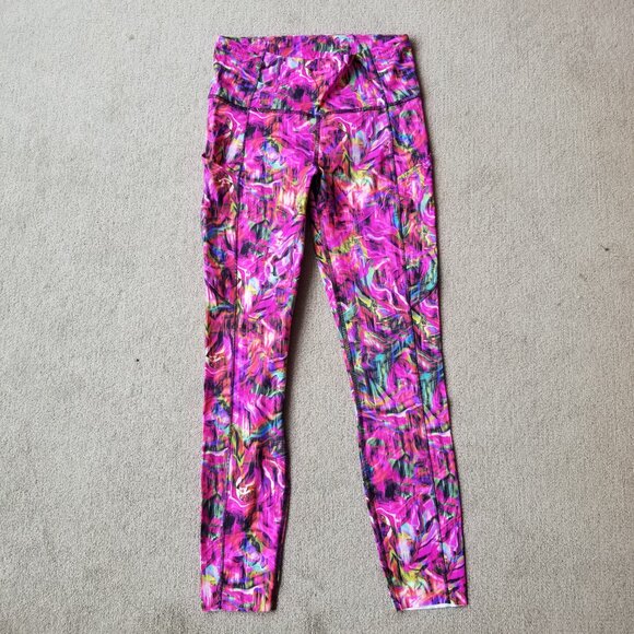 Lululemon Fast and Free High-Rise Tight 25" Hyper Flow Pink Multi, size 6 - Picture 5 of 9